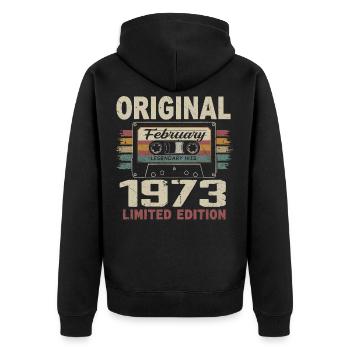 February 1973, February 1973 Birthday Gift - Unisex Premium Organic Zip Hoodie - black - Back - Nico (187cm)