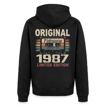 February 1987, February 1987 Birthday Gift - Unisex Premium Organic Zip Hoodie - black - Back - Nico (187cm)