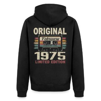 February 1975, February 1975 Birthday Gift - Unisex Premium Organic Zip Hoodie - black - Back - Nico (187cm)
