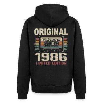 Février 1986, Cadeau d'Anniversaire février 1986 - Veste à capuche bio Premium Unisexe - noir - Dos - Nico (187cm)