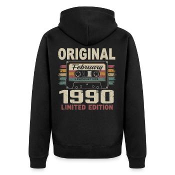 Février 1990, Cadeau d'Anniversaire février 1990 - Veste à capuche bio Premium Unisexe - noir - Dos - Nico (187cm)