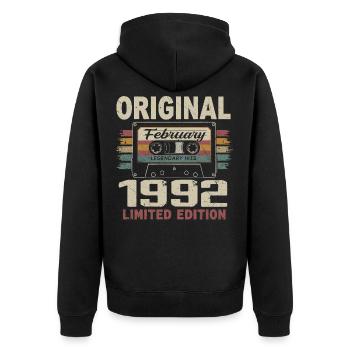 February 1992, February 1992 Birthday Gift - Unisex Premium Organic Zip Hoodie - black - Back - Nico (187cm)