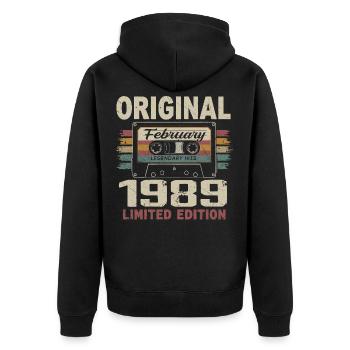 February 1989, February 1989 Birthday Gift - Unisex Premium Organic Zip Hoodie - black - Back - Nico (187cm)