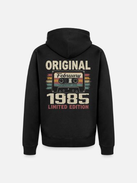 February 1985, February 1985 Birthday Gift - Unisex Premium Organic Zip Hoodie - black