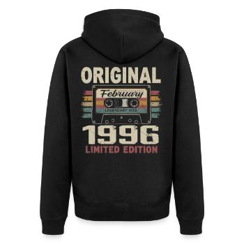 Février 1996, Cadeau d'Anniversaire février 1996 - Veste à capuche bio Premium Unisexe - noir - Dos - Nico (187cm)