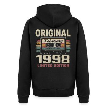 February 1998, February 1998 Birthday Gift - Unisex Premium Organic Zip Hoodie - black - Back - Nico (187cm)