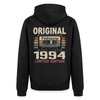 February 1994, February 1994 Birthday Gift - Unisex Premium Organic Zip Hoodie - black - Back - Nico (187cm)