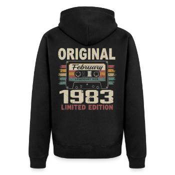 Février 1983, Cadeau d'Anniversaire février 1983 - Veste à capuche bio Premium Unisexe - noir - Dos - Nico (187cm)