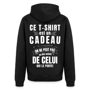 Tshirt cadeau pas celui qui le porte Humour Homme - Veste à capuche bio Premium Unisexe - noir - Dos - Nico (187cm)