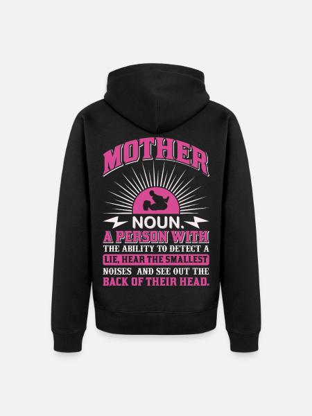 Mutter-Substantiv-Definition Lustiges Mutter-Power-Shirt - Unisex Premium Bio Zip Hoodie - Schwarz