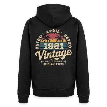 Avril 1981 – April 1981 - Unisex Premium Bio Zip Hoodie - Schwarz - Hinten - Nico (187cm)