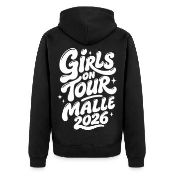 Malle 2026 Filles en tournée - Veste à capuche bio Premium Unisexe - noir - Dos - Nico (187cm)