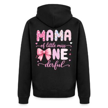 Mama of Little Miss Onederful 1st Birthday Design - Unisex Premium Organic Zip Hoodie - black - Back - Nico (187cm)