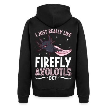 I love my Firefly Axolotl - Unisex Premium Organic Zip Hoodie - black - Back - Nico (187cm)