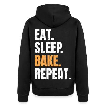 Eat Sleep Bake Repeat Baking Baker Profession Hobby - Unisex Premium Organic Zip Hoodie - black - Back - Nico (187cm)