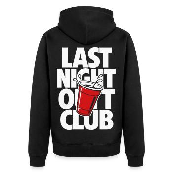 Last Night Out Party Cup Design - Unisex Premium Bio Zip Hoodie - Schwarz - Hinten - Nico (187cm)