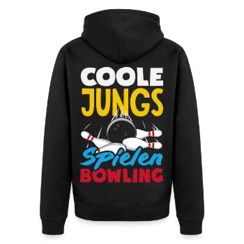 Coole Jungs Spielen Bowling - Unisex Premium Bio Zip Hoodie - Schwarz - Hinten - Nico (187cm)