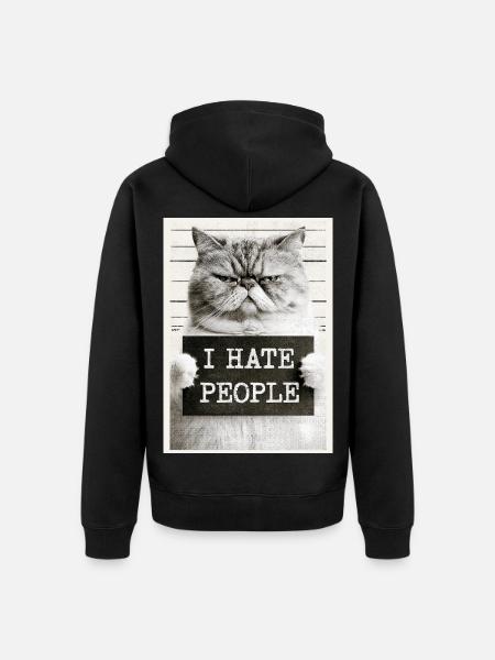 GrimmigerKater I HATE PEOPLE - Unisex Premium Organic Zip Hoodie - black