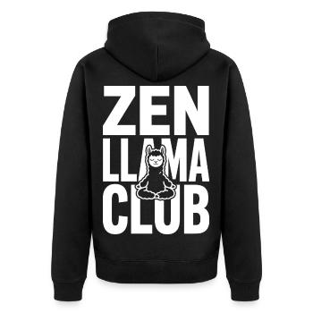 Club Zen Llama – Lama méditant - Veste à capuche bio Premium Unisexe - noir - Dos - Nico (187cm)