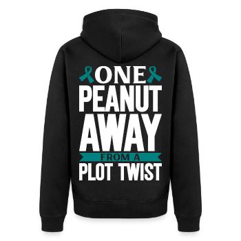 Anaphylaxie Warnung - Eine Erdnuss - Unisex Premium Bio Zip Hoodie - Schwarz - Hinten - Nico (187cm)