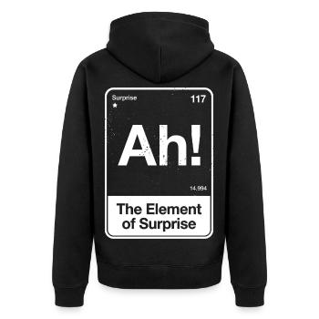 Ah, das Überraschungsmoment - Unisex Premium Bio Zip Hoodie - Schwarz - Hinten - Nico (187cm)