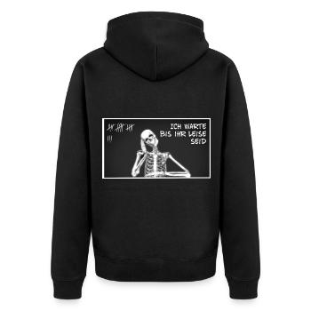 Lehrer Ich warte bis ihr leise seit Skelett - Unisex Premium Bio Zip Hoodie - Schwarz - Hinten - Nico (187cm)