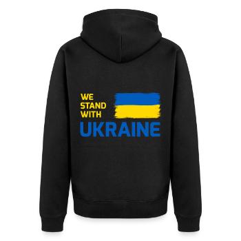 We stand with Ukraine flag - Unisex Premium Organic Zip Hoodie - black - Back - Nico (187cm)