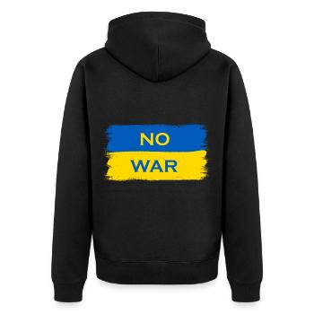 No War Ukraine Flag - Unisex Premium Organic Zip Hoodie - black - Back - Nico (187cm)
