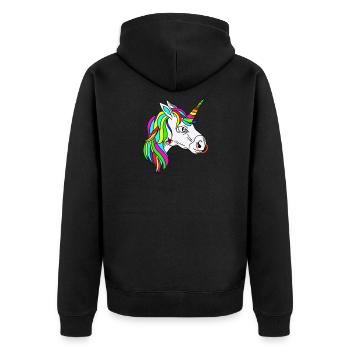 unicorn,a rebellious unicorn - Unisex Premium Organic Zip Hoodie - black - Back - Nico (187cm)