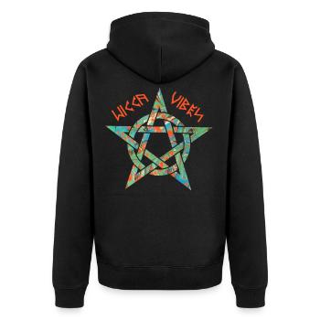 pentagram 3 e 4 wicca vibes runes - Unisex Premium Organic Zip Hoodie - black - Back - Nico (187cm)