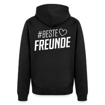 Beste Freunde Freundschaft - Unisex Premium Bio Zip Hoodie - Schwarz - Hinten - Nico (187cm)