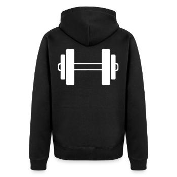 hantel icon symbol - Unisex Premium Bio Zip Hoodie - Schwarz - Hinten - Nico (187cm)