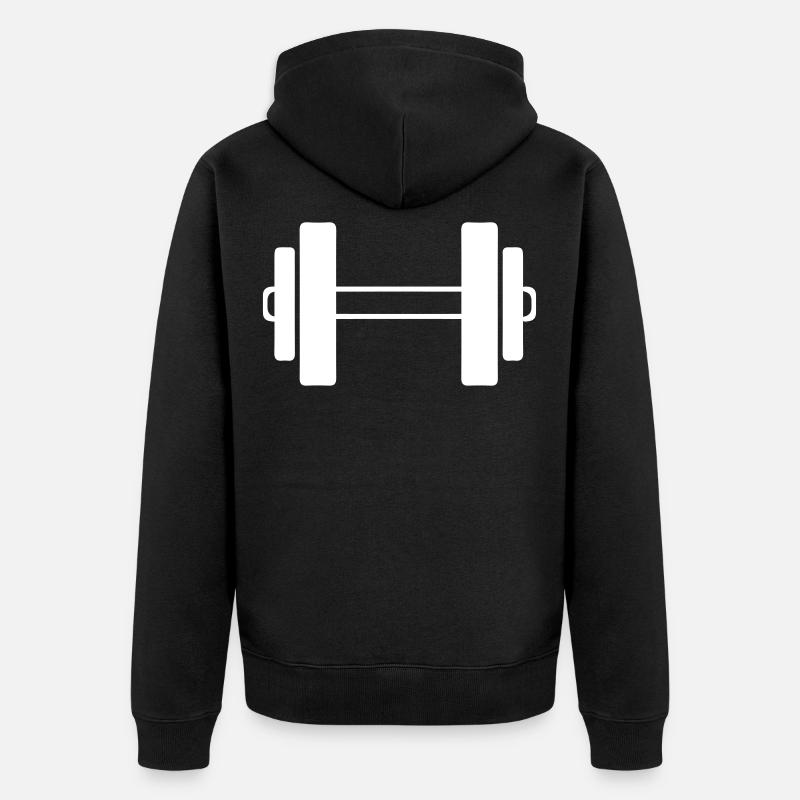 symbole d'icône haltère - Veste à capuche bio Premium Unisexe - noir