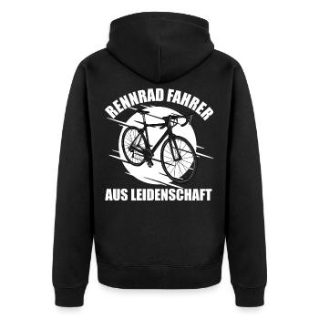 Rennrad fahrer aus Leidenschaft - Unisex Premium Bio Zip Hoodie - Schwarz - Hinten - Nico (187cm)