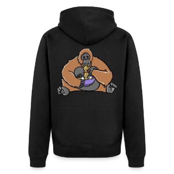 Süßer Orang-Utan isst Ramen Suppe - Unisex Premium Bio Zip Hoodie - Schwarz - Hinten - Nico (187cm)