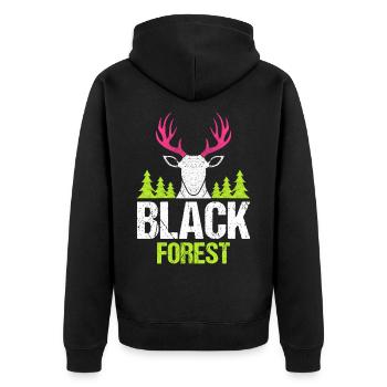 Black Forest Deer Antler Pink - Unisex Premium Organic Zip Hoodie - black - Back - Nico (187cm)