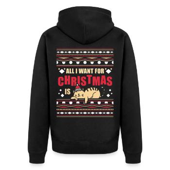 Tout ce que je veux pour Noël, c’est un pull moche pour chat - Veste à capuche bio Premium Unisexe - noir - Dos - Nico (187cm)
