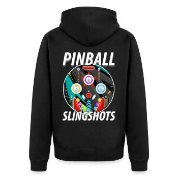 Pinball Slingshots Pinball Machine - Unisex Premium Organic Zip Hoodie - black - Back - Nico (187cm)