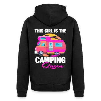This Girl is the Camping Queen Motorhome - Unisex Premium Organic Zip Hoodie - black - Back - Nico (187cm)