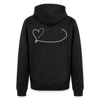Herz Emoji Skizze - Unisex Premium Bio Zip Hoodie - Schwarz - Hinten - Nico (187cm)