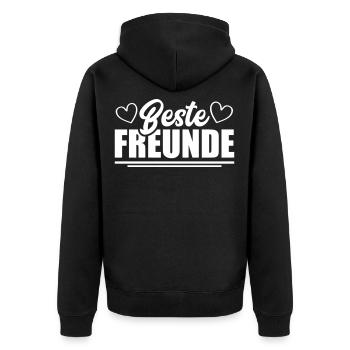 Beste Freunde Freundschaft - Unisex Premium Bio Zip Hoodie - Schwarz - Hinten - Nico (187cm)
