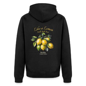 Aigre-doux frais - Citron de Sicile - Veste à capuche bio Premium Unisexe - noir - Dos - Nico (187cm)