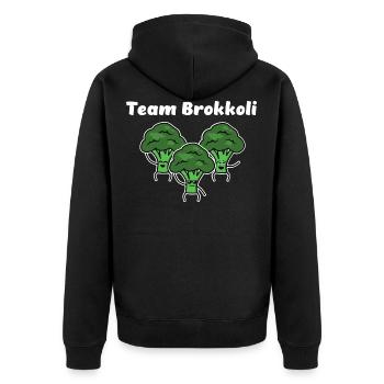 Team Brokkoli - Unisex Premium Bio Zip Hoodie - Schwarz - Hinten - Nico (187cm)