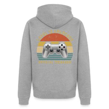 Level 12 Freigeschalteter Teen Gamer - Unisex Premium Bio Zip Hoodie - Grau meliert - Hinten - Nico (187cm)