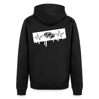 skibrille puls ski wintersport symbol - Unisex Premium Bio Zip Hoodie - Schwarz - Hinten - Nico (187cm)
