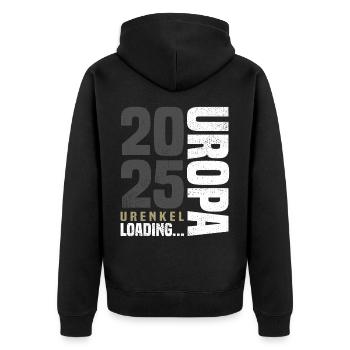 Uropa 2025 Loading - Urenkel - Unisex Premium Bio Zip Hoodie - Schwarz - Hinten - Nico (187cm)