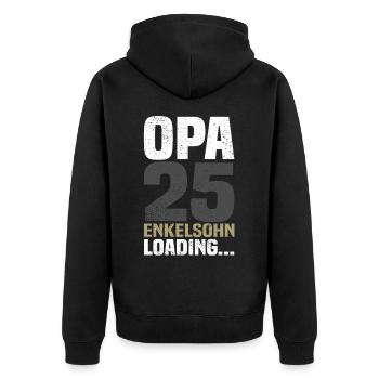 Opa Laoding 2025 - Enkelsohn - Unisex Premium Bio Zip Hoodie - Schwarz - Hinten - Nico (187cm)