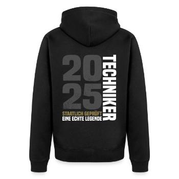 Staatlich Geprüfter Techniker 2025 - Unisex Premium Bio Zip Hoodie - Schwarz - Hinten - Nico (187cm)