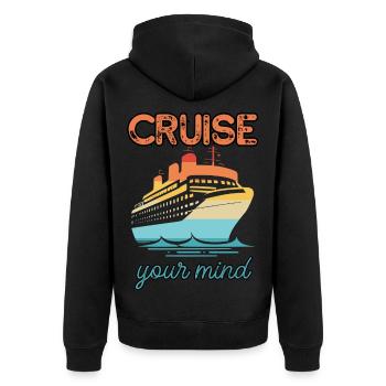 Kreuzfahrt mit dem Verstand | Fans von Kreuzfahrten - Unisex Premium Bio Zip Hoodie - Schwarz - Hinten - Nico (187cm)