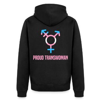 Stolz Transgender Stolz Transfrau Lgbt Gleichberec - Unisex Premium Bio Zip Hoodie - Schwarz - Hinten - Nico (187cm)